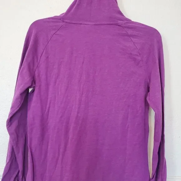 Puma Hoodie Lightweight Womens Medium Raglan Sleeves Pullover V Neck Dark Pink - Picture 9 of 15